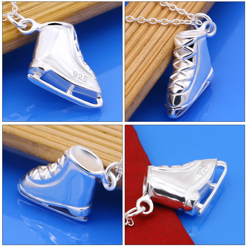 Korean Fashion 925 Sterling Silver Shoes Boots Pendant Necklaces Aesthetic Creative Necklace for Women Jewelry For Girls Cute
