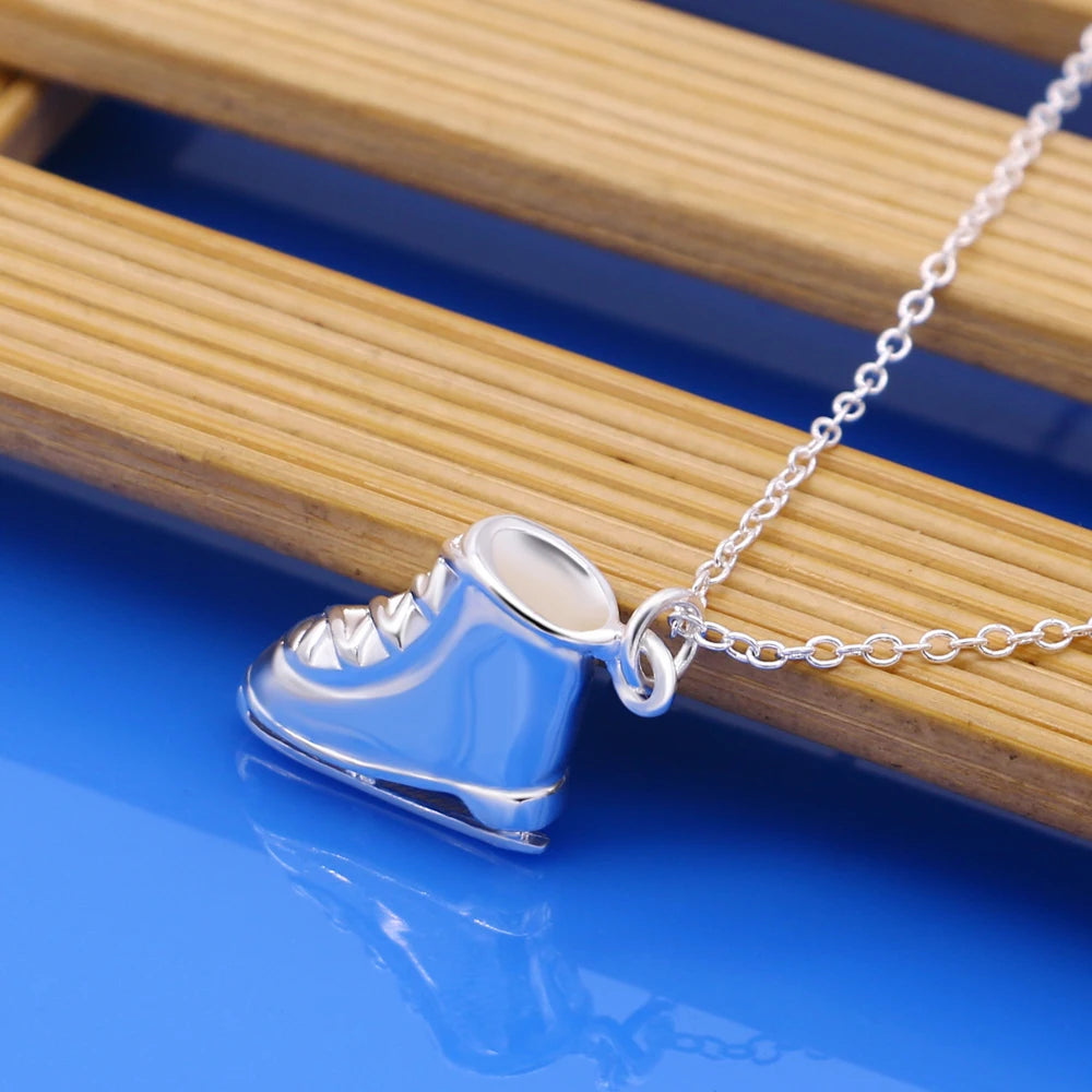 Korean Fashion 925 Sterling Silver Shoes Boots Pendant Necklaces Aesthetic Creative Necklace for Women Jewelry For Girls Cute