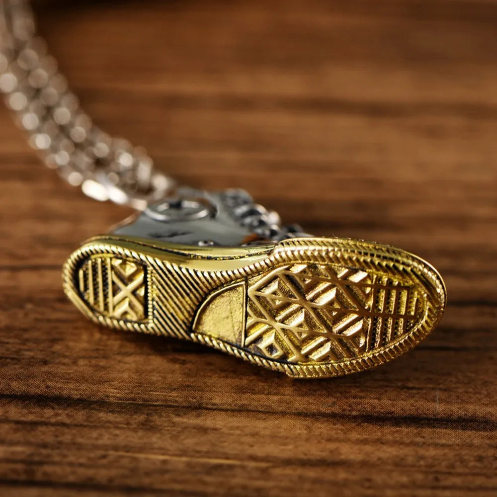 New s925 pure silver trend ins wind canvas shoes silver pendant man and women fashion hip-hop wild pendant