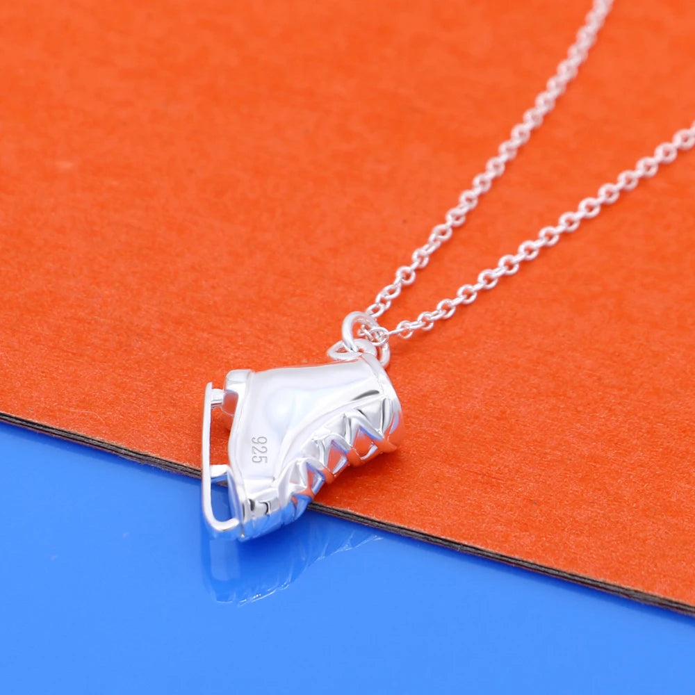 Korean Fashion 925 Sterling Silver Shoes Boots Pendant Necklaces Aesthetic Creative Necklace for Women Jewelry For Girls Cute