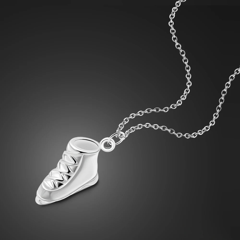 Korean Fashion 925 Sterling Silver Shoes Boots Pendant Necklaces Aesthetic Creative Necklace for Women Jewelry For Girls Cute