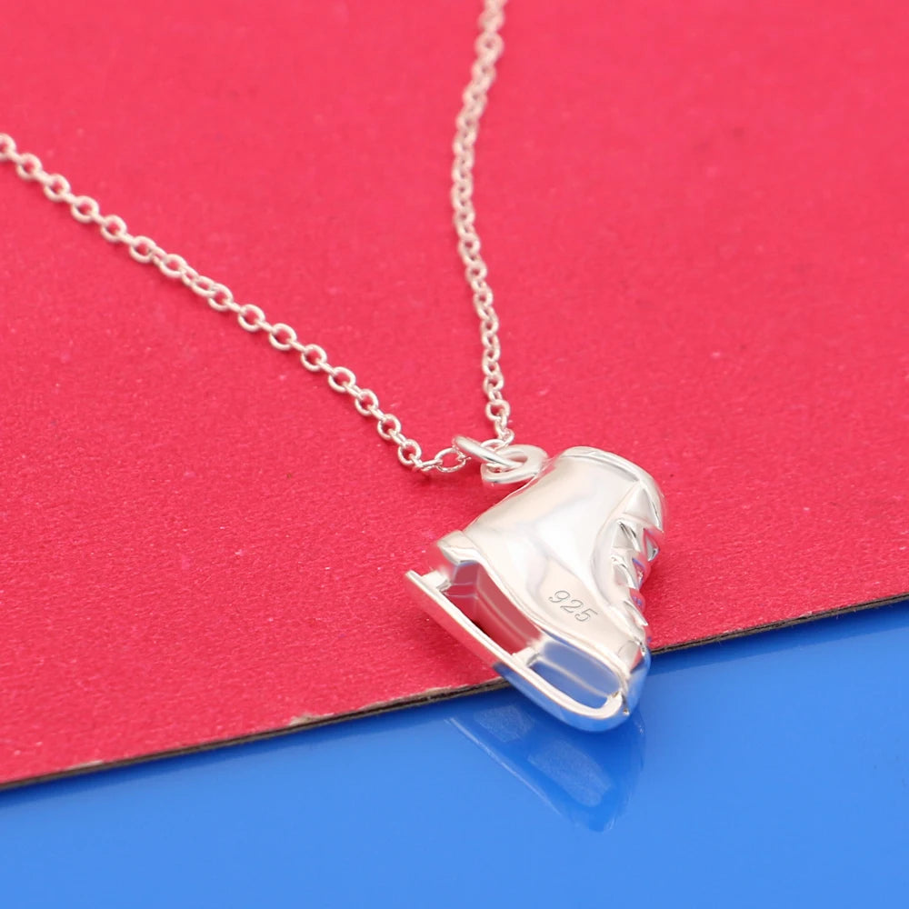 Korean Fashion 925 Sterling Silver Shoes Boots Pendant Necklaces Aesthetic Creative Necklace for Women Jewelry For Girls Cute