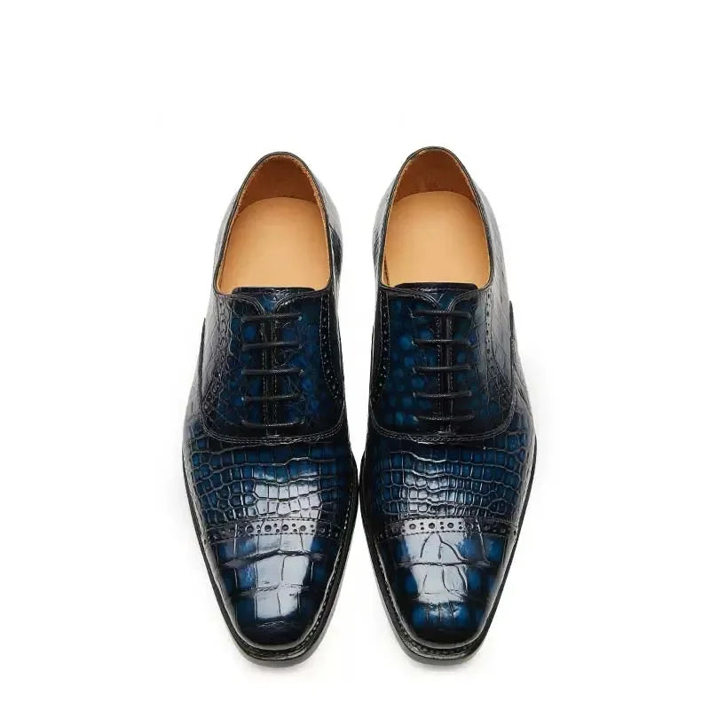 CWV new business men lace-up crocodile leather office party Leather soles Men crocodile shoes
