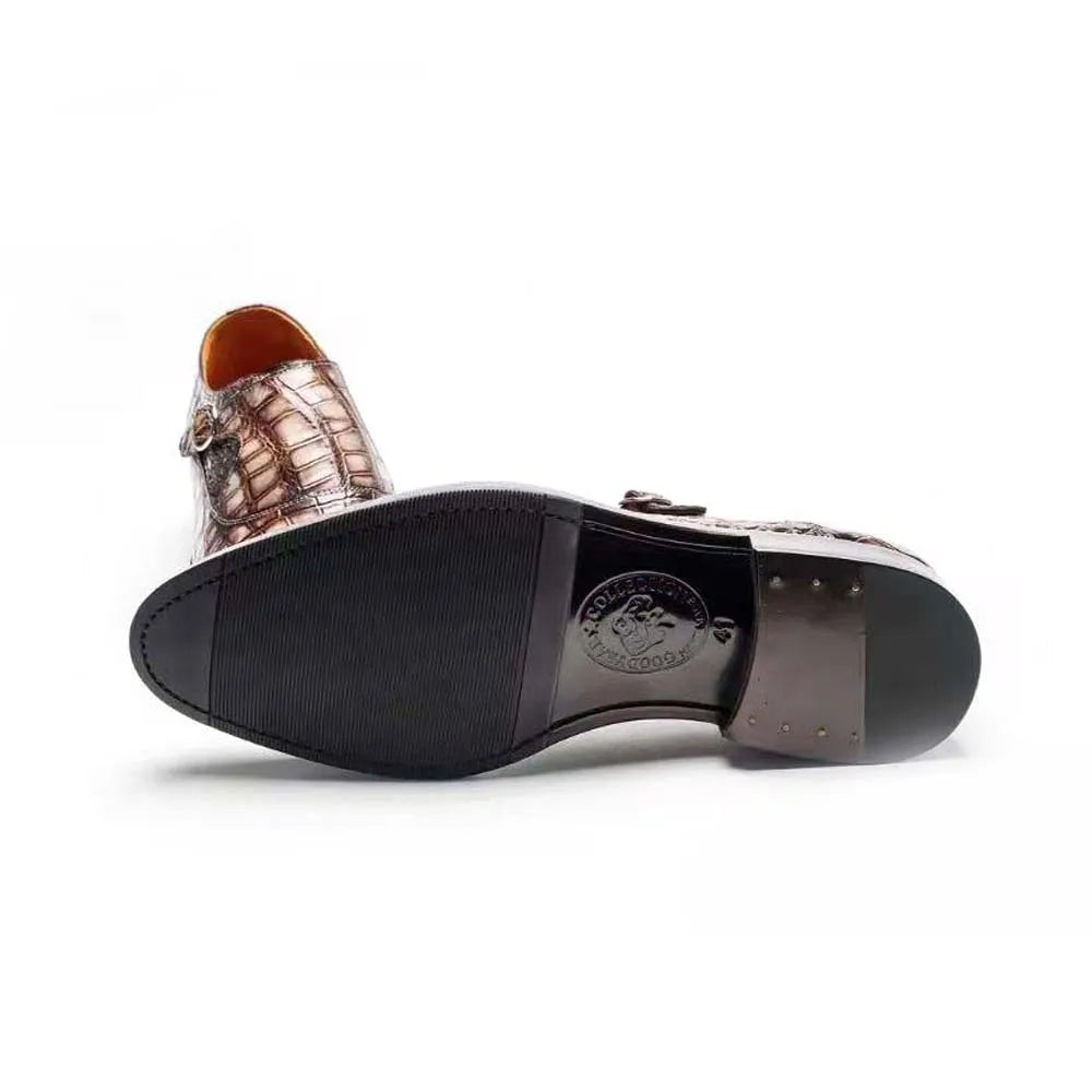 chue men formal shoes crocodile shoes brush color