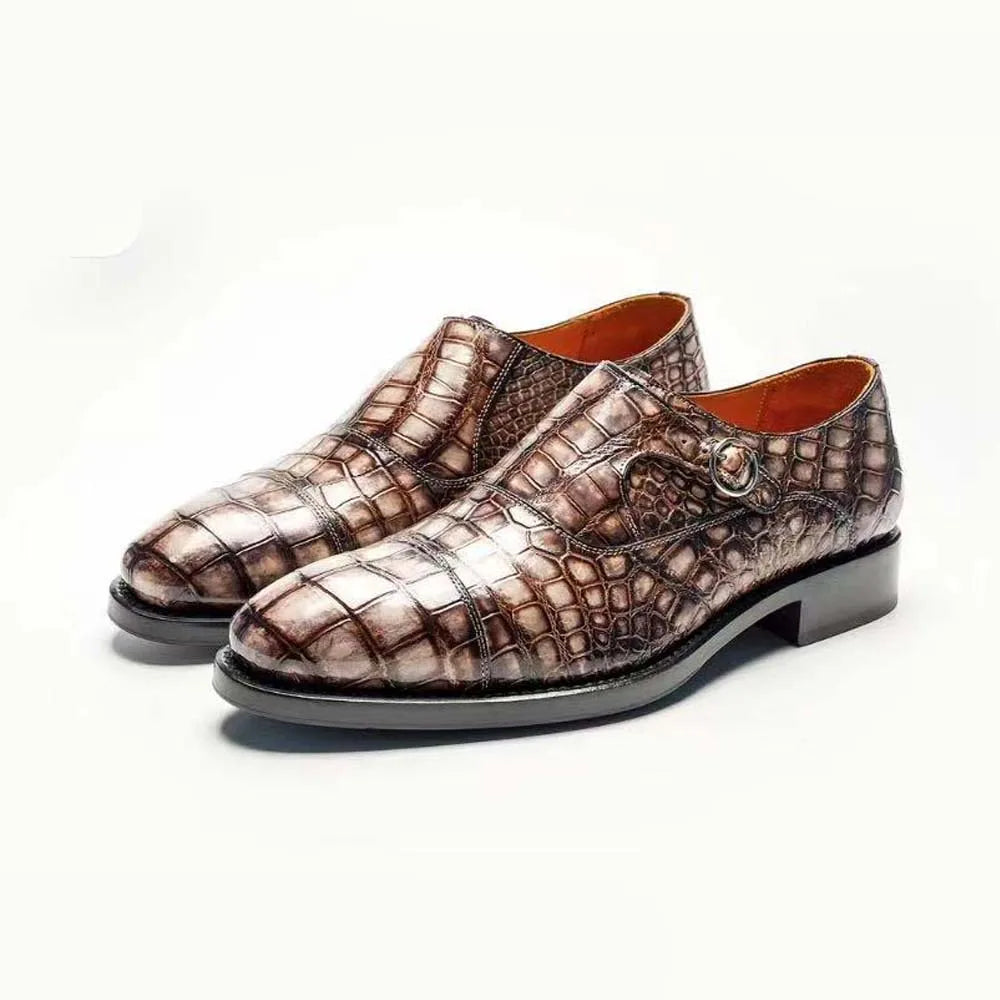chue men formal shoes crocodile shoes brush color