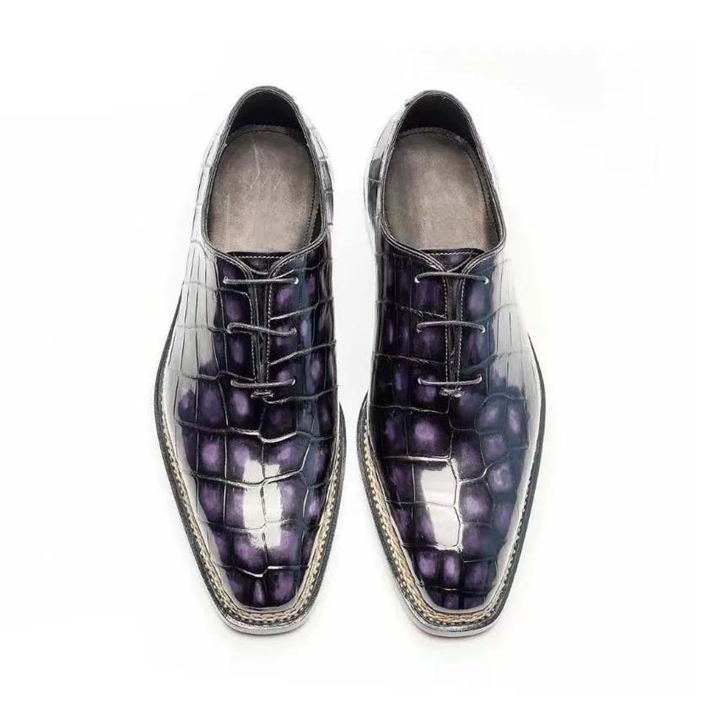 chue men formal shoes male crocodile shoes brush color