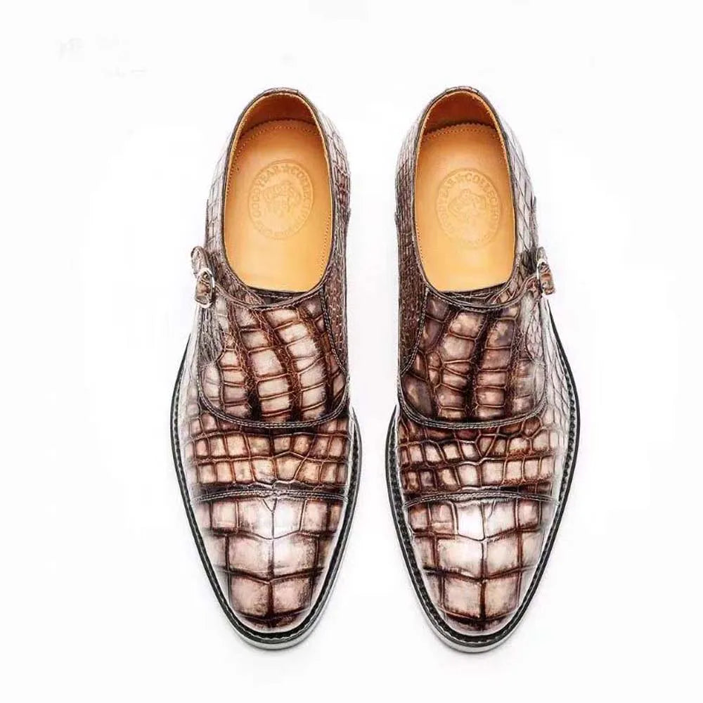 chue men formal shoes crocodile shoes brush color
