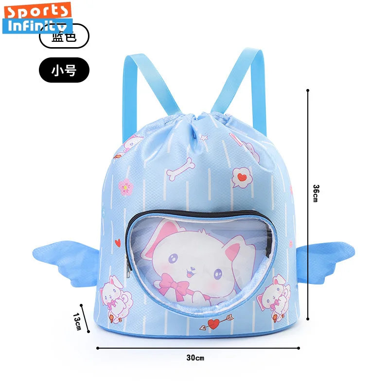 Children's Swimming Bag Dry Wet Separation Shoes Swimsuit Storage Bag Travel Bag Cartoon Beach Backpack Waterproof Swimming Bags