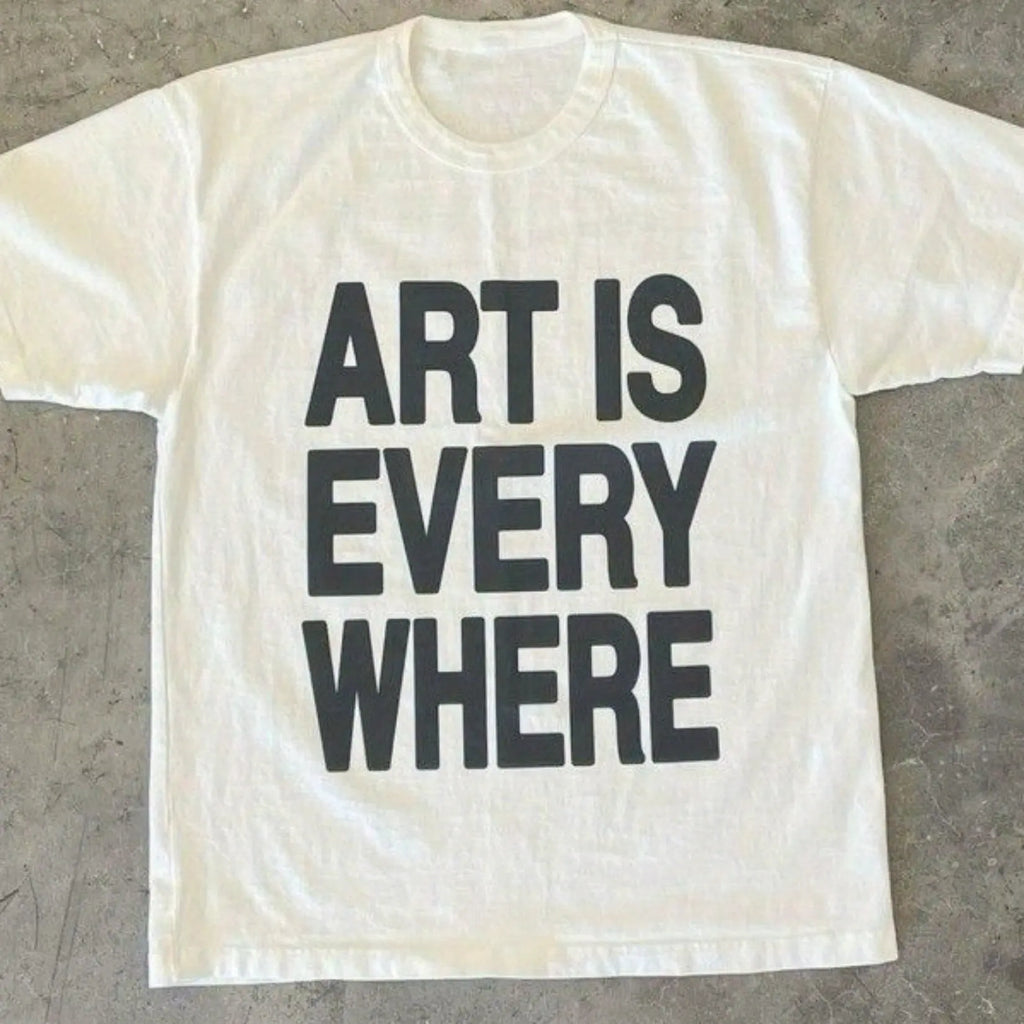 American Retro Men's Pattern T-shirt Art Is Everywhere, Summer New Retro Fashion Men's and Women's Streetwear