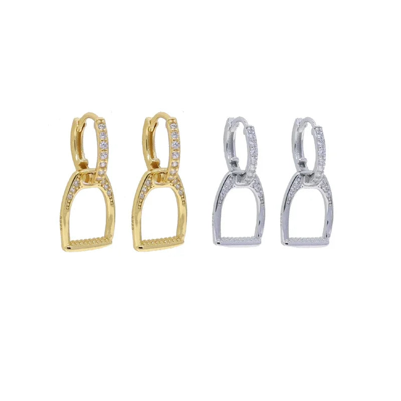 Real 925 Sterling Silver U Shape Stud Earrings Micro Pave Bling Cz Simple Horse Shoe Earing for Women Men Punk Jewelry