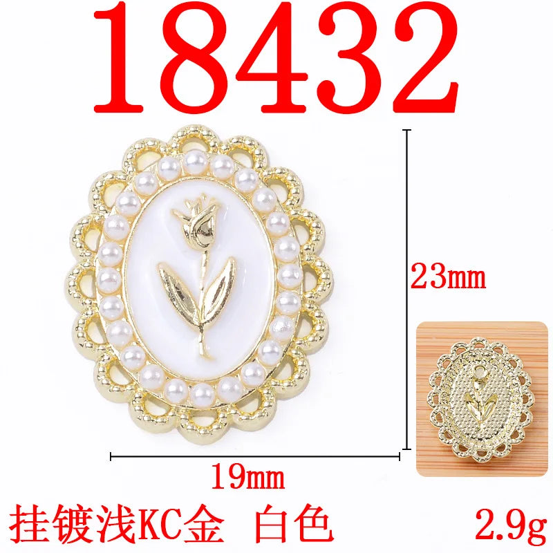 100Pcs sets Kong literary rose branches dripping oil oval flower plate crystal buckle accessories DIY shoes clothing materials