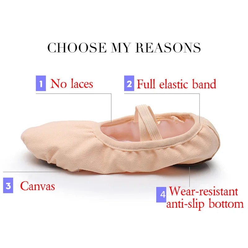 Girls Ballet Shoes Canvas Dance Shoes for Women Split Sole Ballet Shoes Adult Dance Splippers Balllerina Shoes for Gymnastic