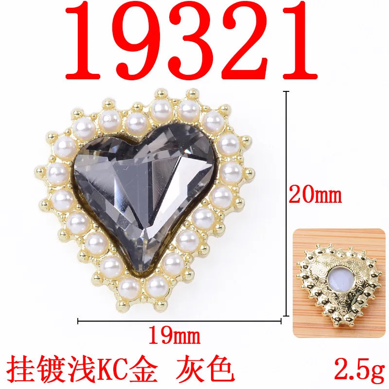 100Pcs sets flower plate crystal buckle pearl crooked peach heart inlaid with love crystal hair shoes and clothing direct supply