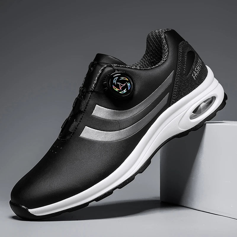 Golf Shoes Air Cushion Men Sports Running Driving Shoes Breathable Lightweight Comfortable Athletic Nonskid Rotating Sneakers