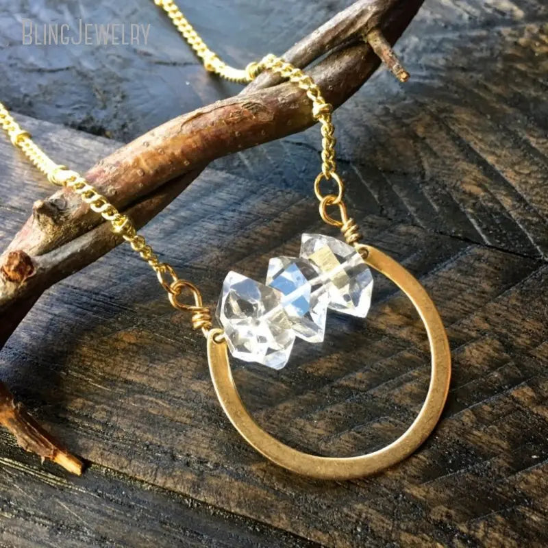 10pcs Dainty Crystal Horse Shoe Raw Quartz Point Pendant Necklace Gold Color Stainless Steel Chain Jewelry