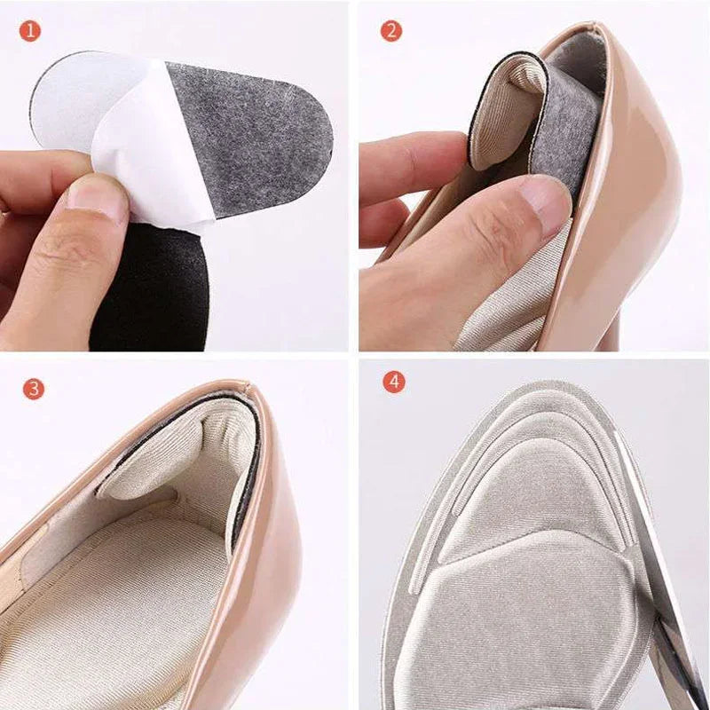 2PCS Cutable Shoe Sole Insoles for Shoes Soft Sponge Heel Inserts Heel Post Back Anti-slip for Women High Heels Pain Relief Shoe