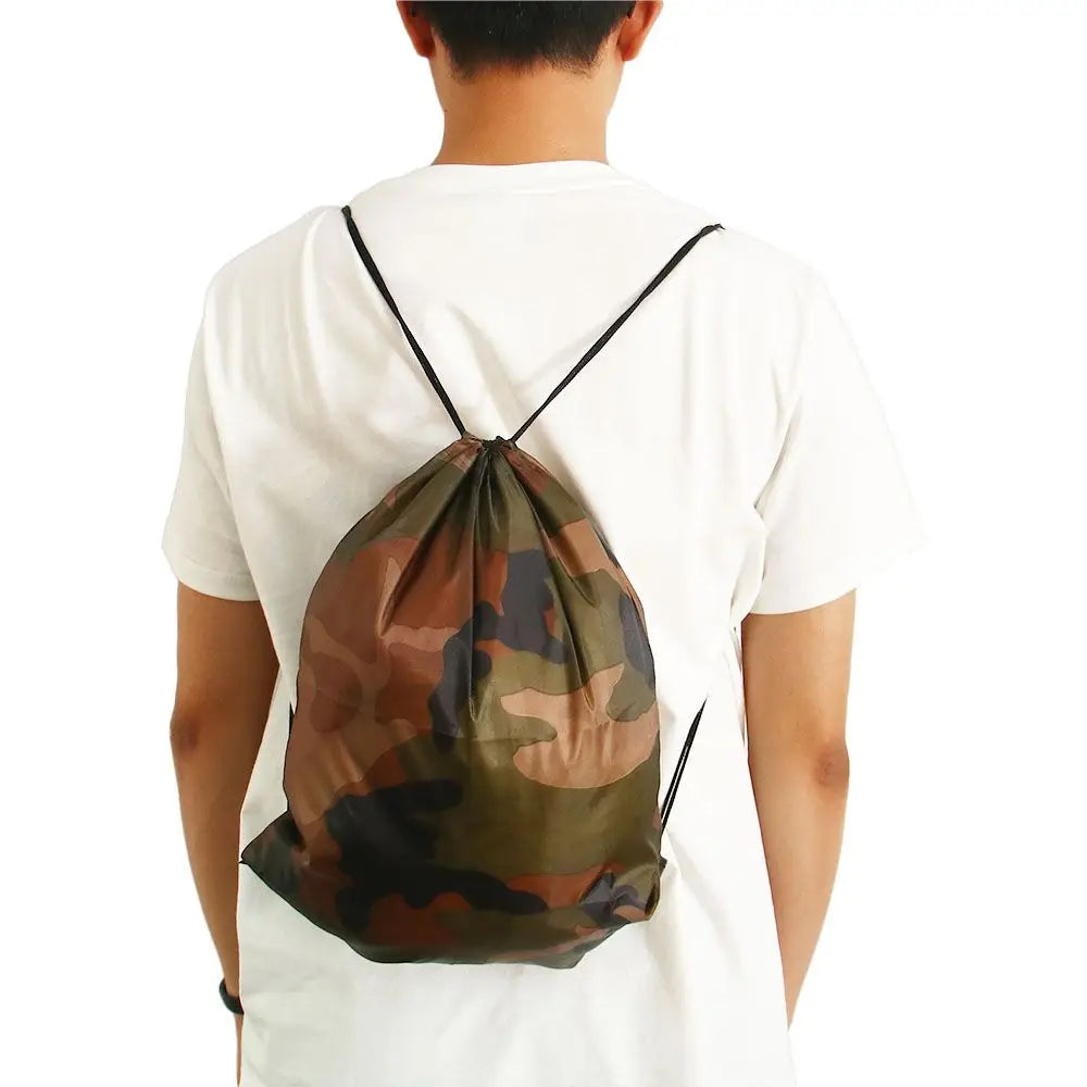 Small Outdoor Travel Shoes Clothes Storage Riding Gym Portable Sports Bag Oxford Bag Camouflage Drawstring Bag Backpack