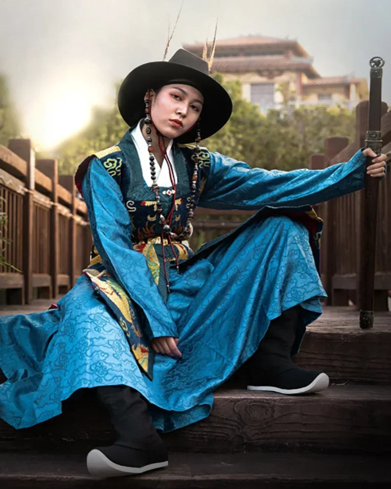 Hanfu Black Boots Shoes Men Canvas Heighten Rubber Sole Waterproof Chinese Hanfu Soap Boots Shoes Women Plus Size 35-46#