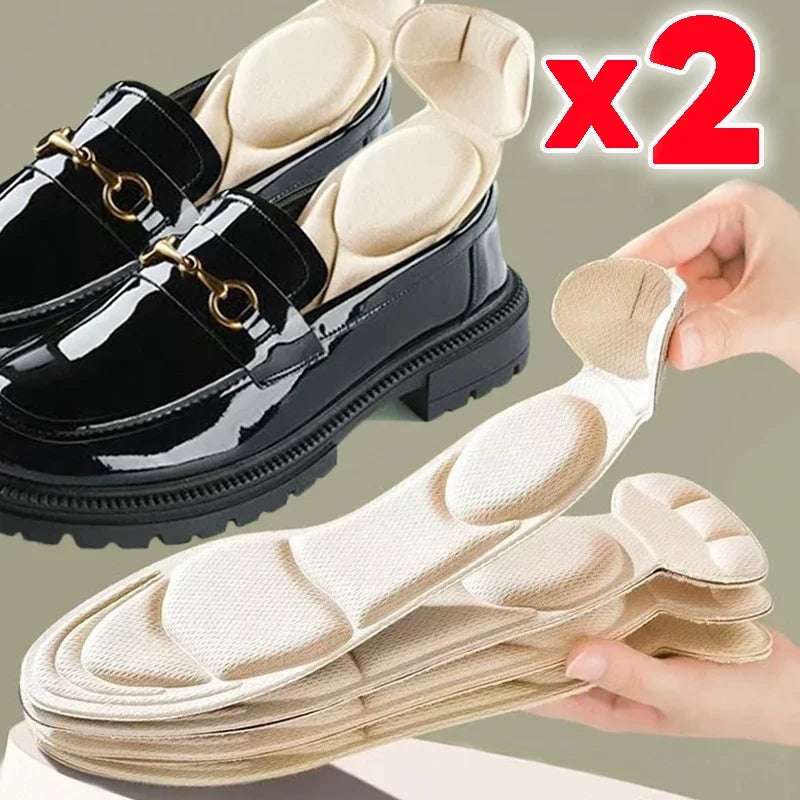 2PCS Cutable Shoe Sole Insoles for Shoes Soft Sponge Heel Inserts Heel Post Back Anti-slip for Women High Heels Pain Relief Shoe