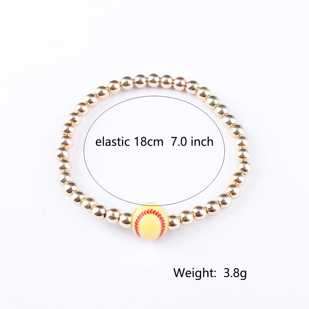 100 Piece Softball Baseball Football Basketball Charm Gold Beads Bracelets for Women Fashion Jewelry Gift