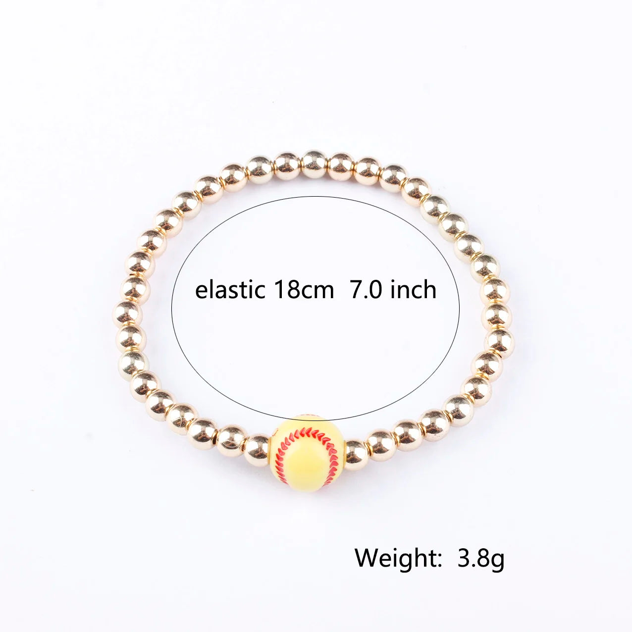 100 Piece Softball Baseball Football Basketball Charm Gold Beads Bracelets for Women Fashion Jewelry Gift