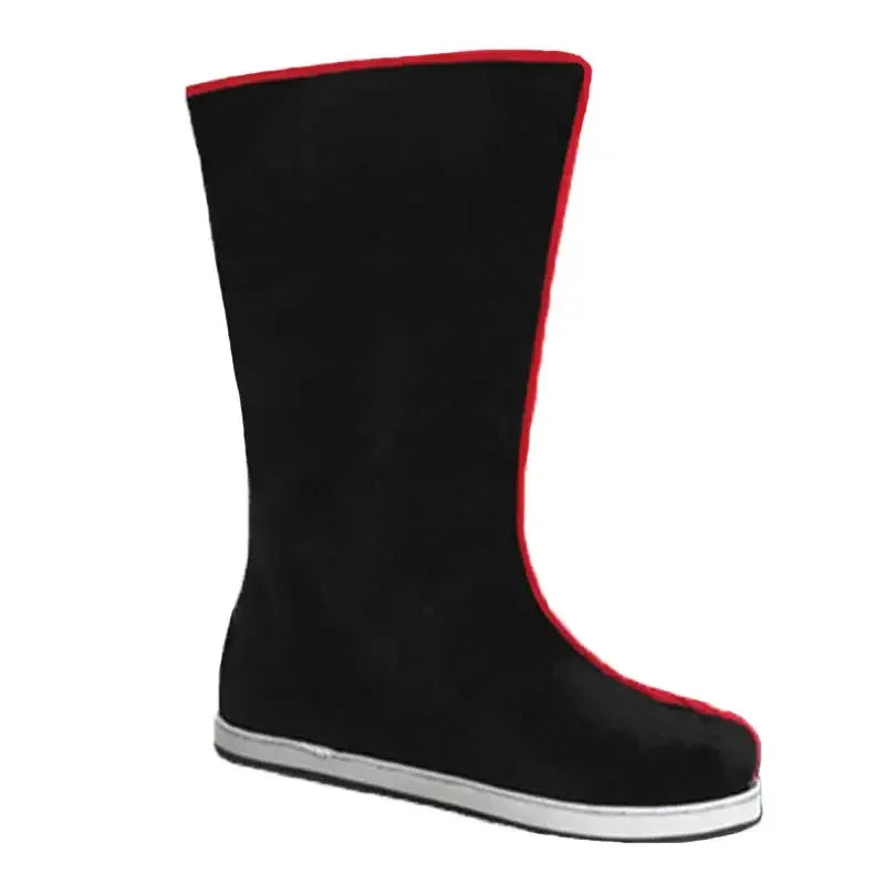 Chinese Traditional Hanfu Bow Boots for Men&Women Cloth Boots Hanfu Shoes Couples Black Hanfu Soap Boots for Men Women 33-44