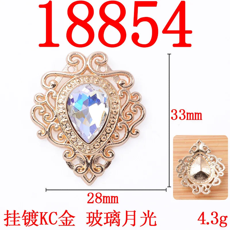 100Pcs sets of accessories hollow lace inner glass crystal flower plate jewelry DIY shoes and clothing luxury baroque