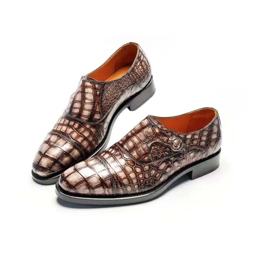 chue men formal shoes crocodile shoes brush color