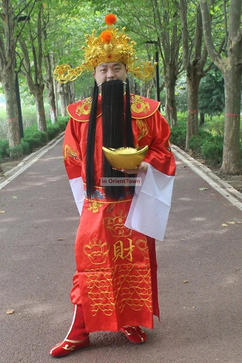 God of Wealth Clothing Men and Women's Annual Meeting Costume New Year's Day Opening Celebration Fortune God's Garment Shoes Hat