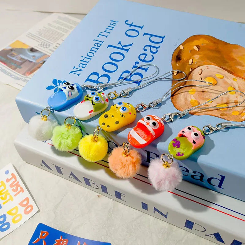 100pcs/Lot Mini Kids' Slippers Keychain Plush Ball Keyring Mobile Phone Strap Bags Car Keyrings Cute Cartoon Shoes Key Chains