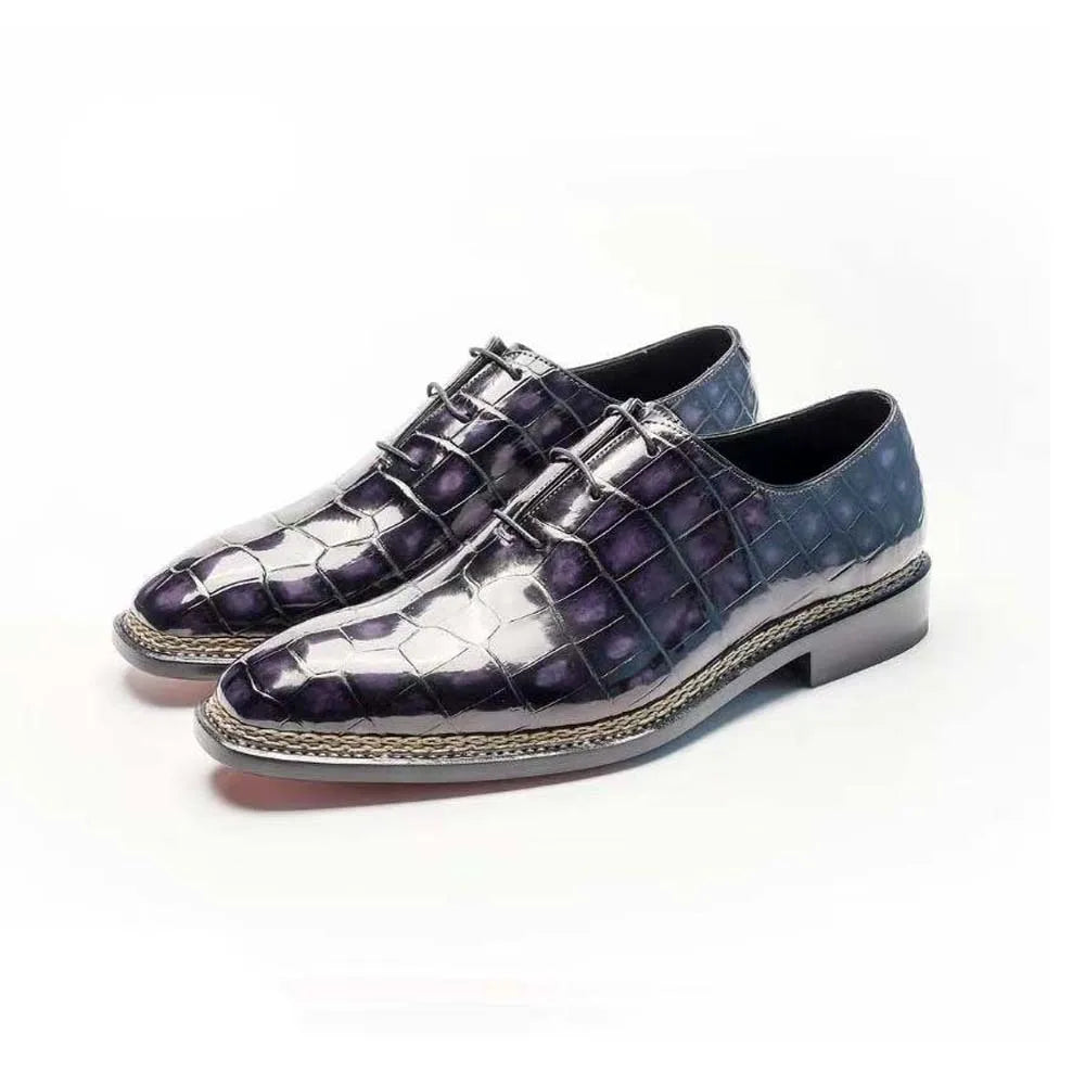 chue men formal shoes male crocodile shoes brush color