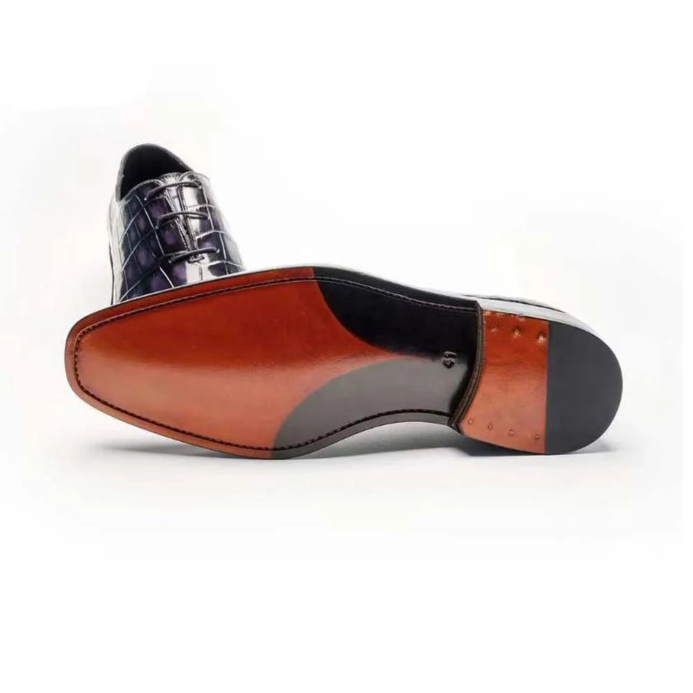chue men formal shoes male crocodile shoes brush color
