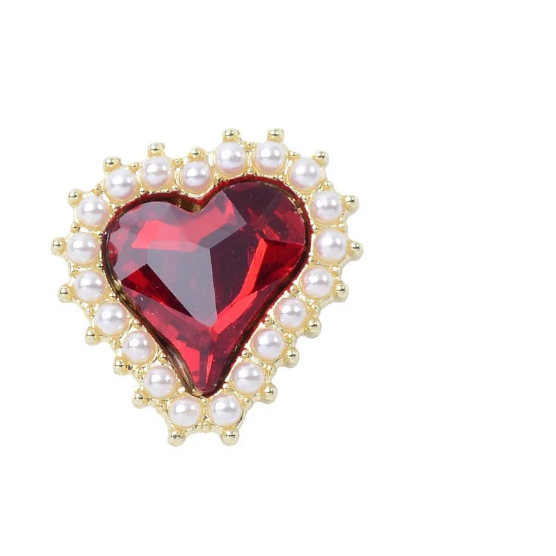 100Pcs sets flower plate crystal buckle pearl crooked peach heart inlaid with love crystal hair shoes and clothing direct supply