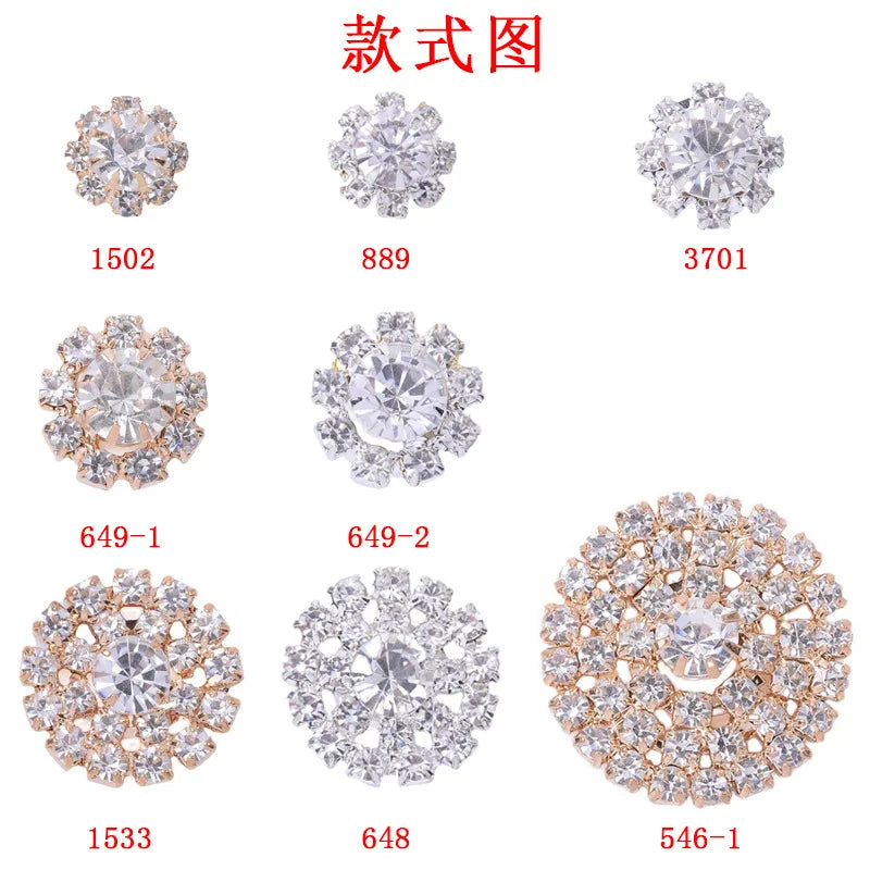100Pcs sets geometric round full water crystal fitting shoes clothing bags DIY claw crystal buckle accessories directly from