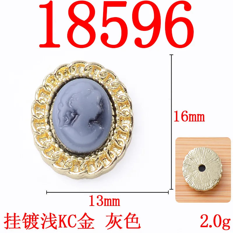 100Pcs sets inlaid with mocha color, gemstone resin, beauty head, flower plate, crystal buckle, DIY shoes and clothing oval