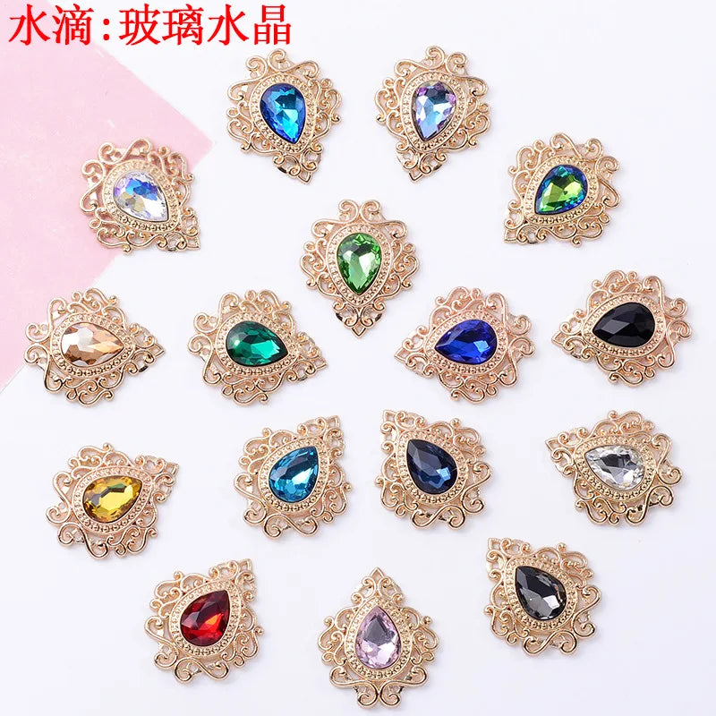 100Pcs sets of accessories hollow lace inner glass crystal flower plate jewelry DIY shoes and clothing luxury baroque