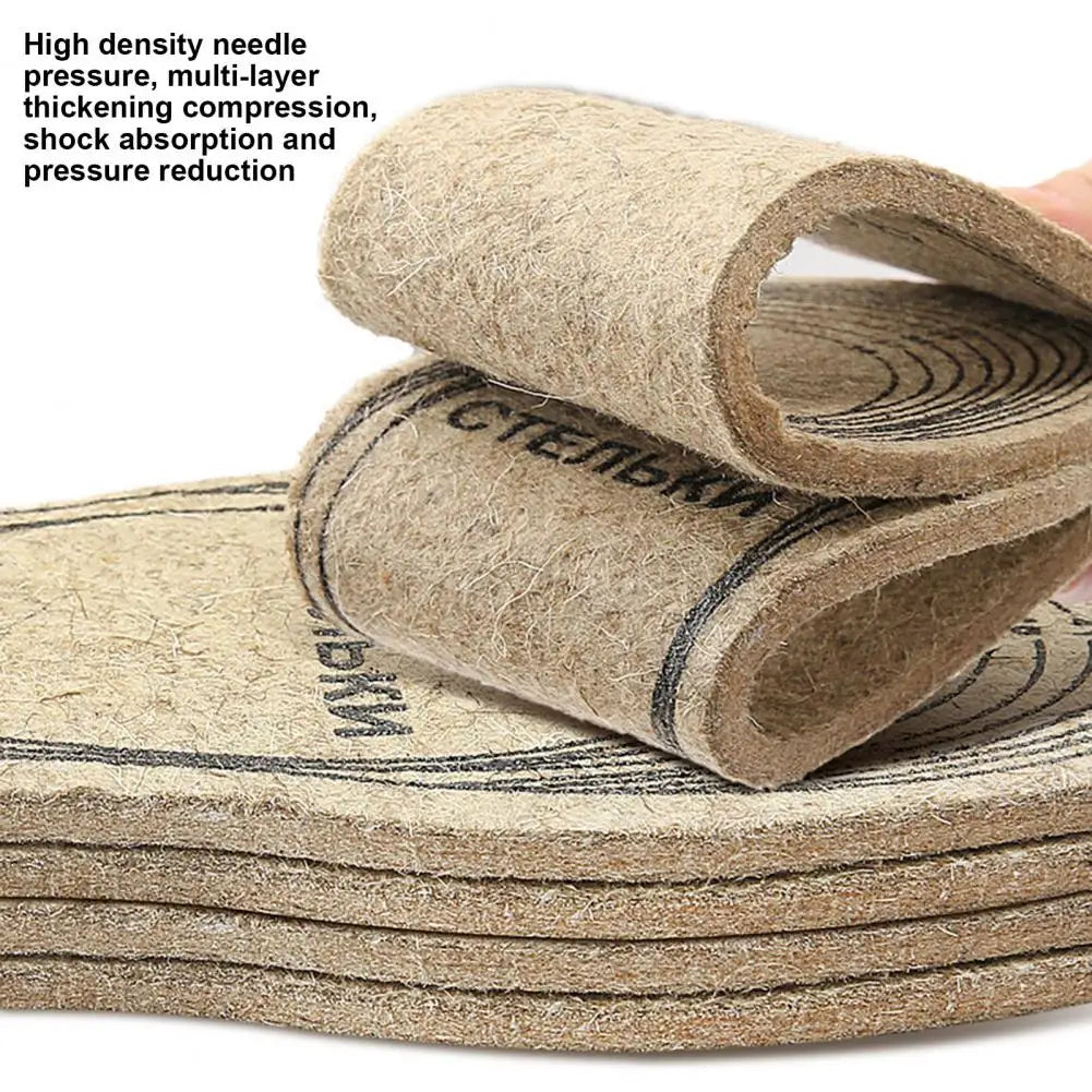 Wool Felt Insoles Winter Warm Boot Shoe Insert Insoles for Men Women Foot Pain Relief Inner Soles for Outdoor Sports