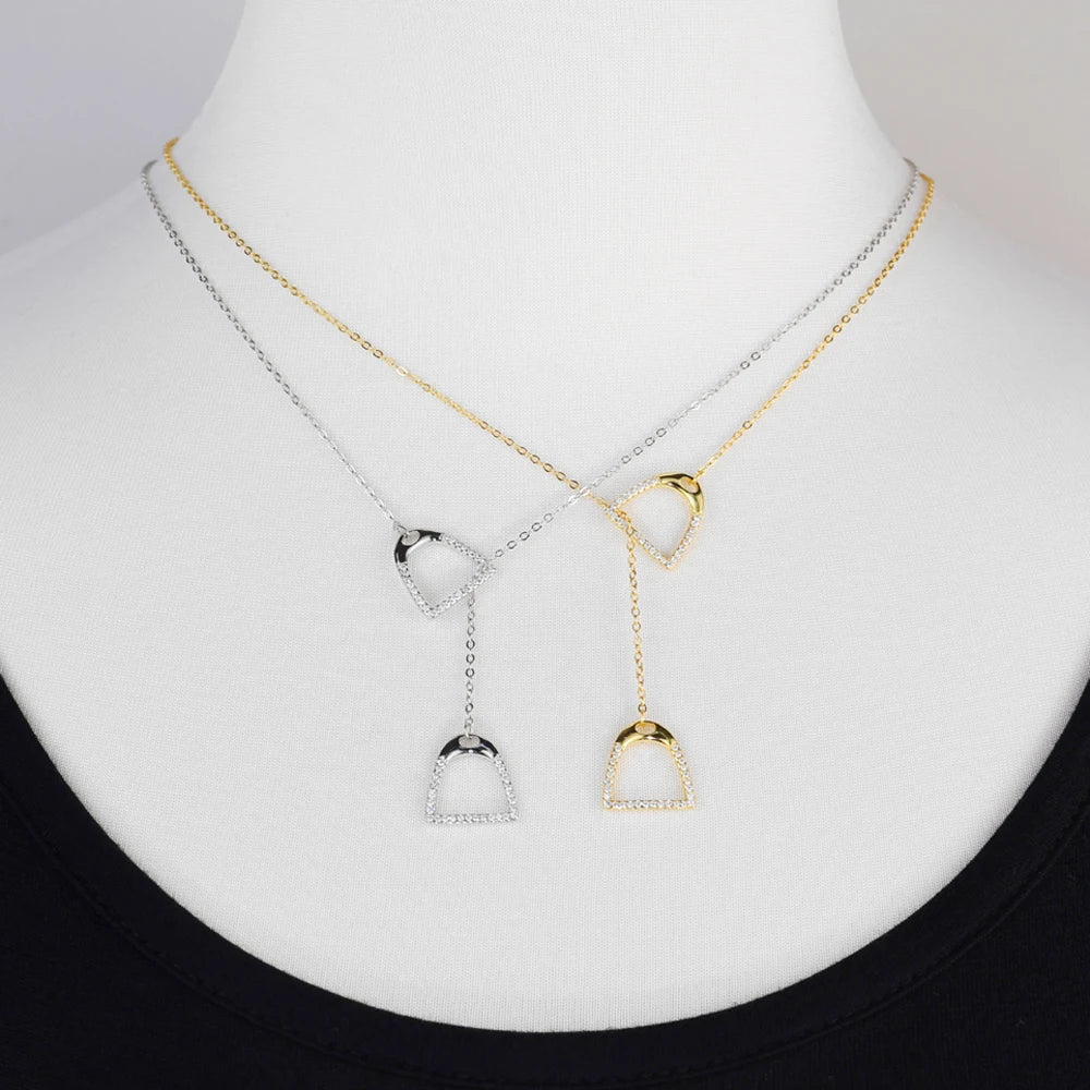 2025 New Double Horse Hoof Pendant Necklace 925 Sterling Silver Necklace Snaffle Bit Horse Shoe Charm Women Fashion Jewelry