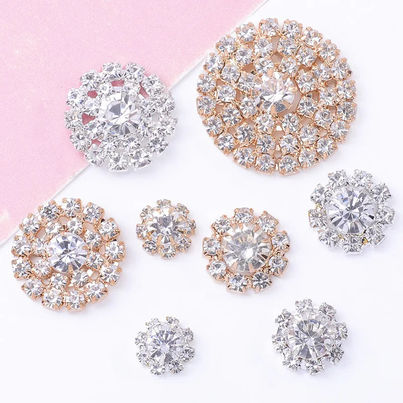100Pcs sets geometric round full water crystal fitting shoes clothing bags DIY claw crystal buckle accessories directly from