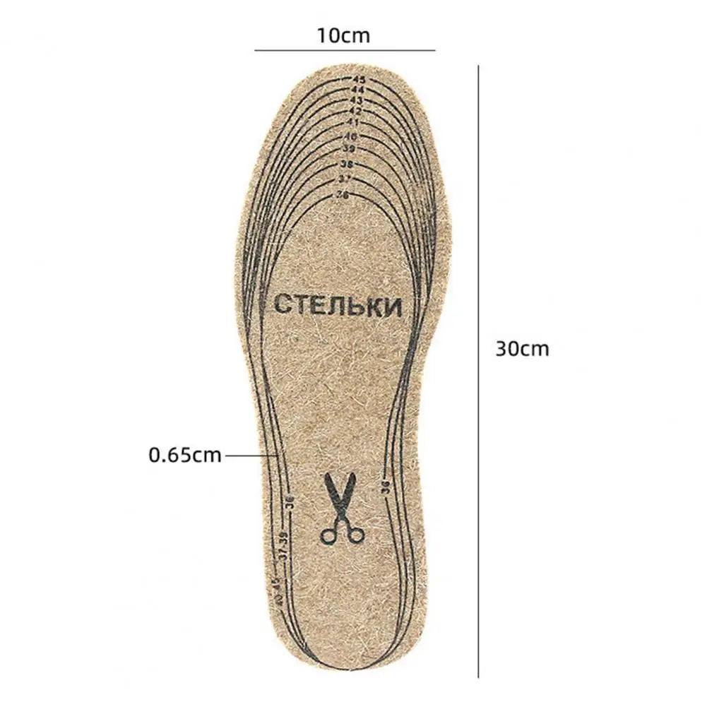 Wool Felt Insoles Winter Warm Boot Shoe Insert Insoles for Men Women Foot Pain Relief Inner Soles for Outdoor Sports