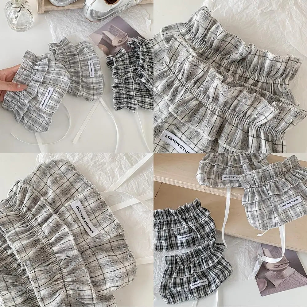 Japanese Lolita Sweet Girl Leg Warmer Y2K Plaid Lace Foot Warmers Ballet Style Over Shoes Socks Heap Sock Boot Cuffs Shoes Cover