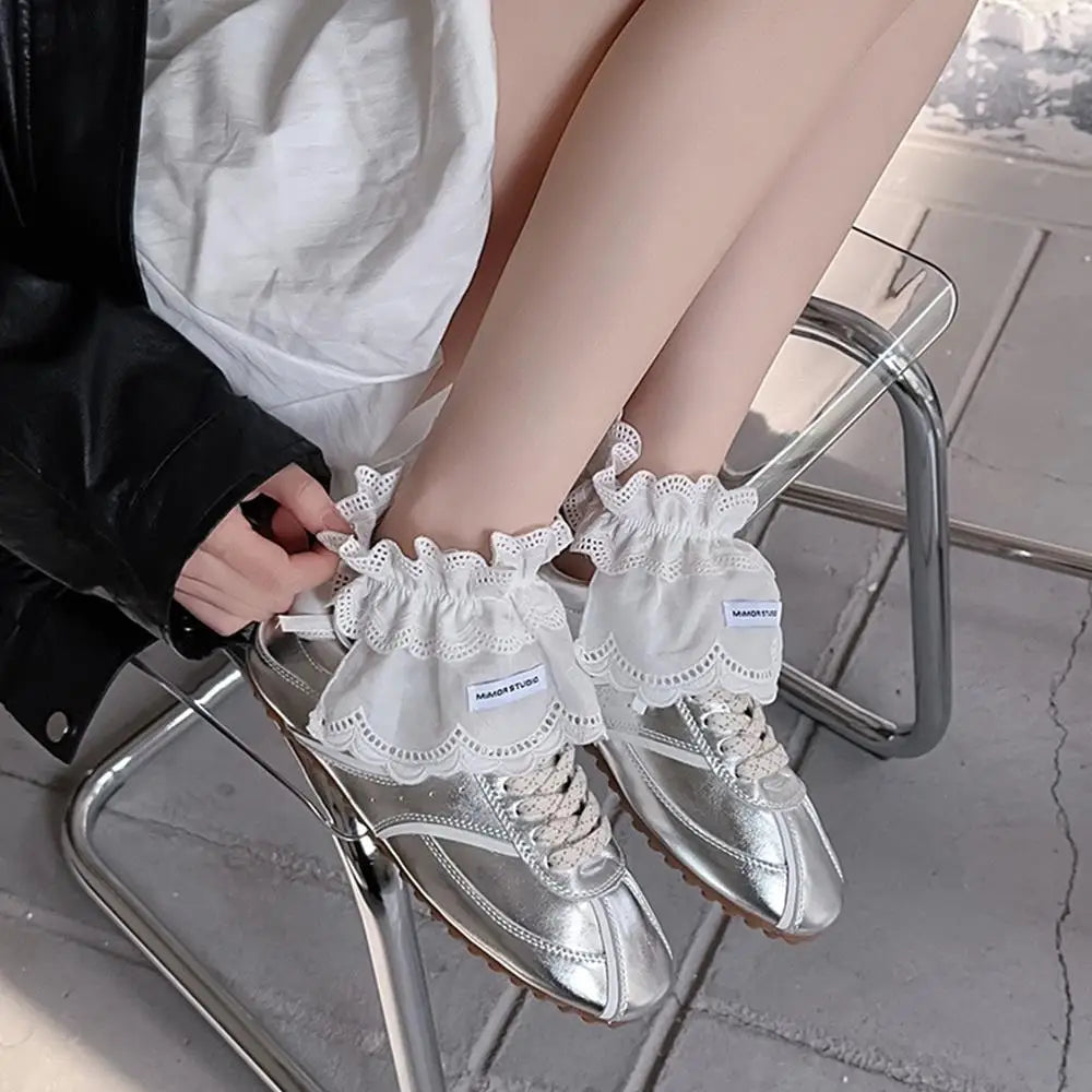 Japanese Lolita Sweet Girl Leg Warmer Y2K Plaid Lace Foot Warmers Ballet Style Over Shoes Socks Heap Sock Boot Cuffs Shoes Cover