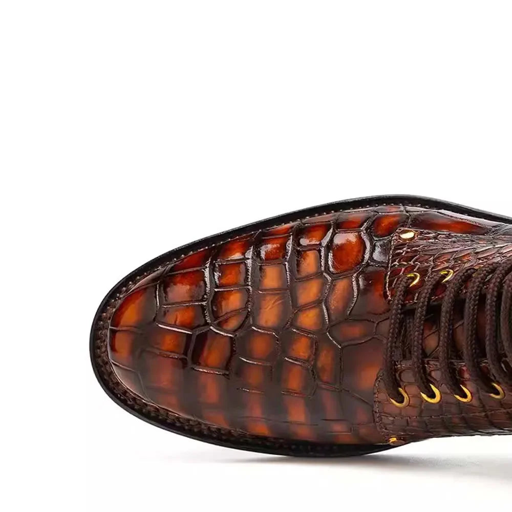 CWV new arrival men crocodile boots men shoes brush color brown