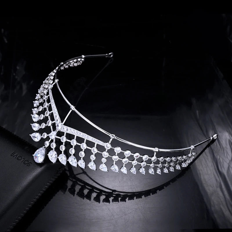 Himstory Eman Jordan Princess Tiaras Bride Wedding Zircon Hair Crown Girls Simple Queen Headpiece Accessories