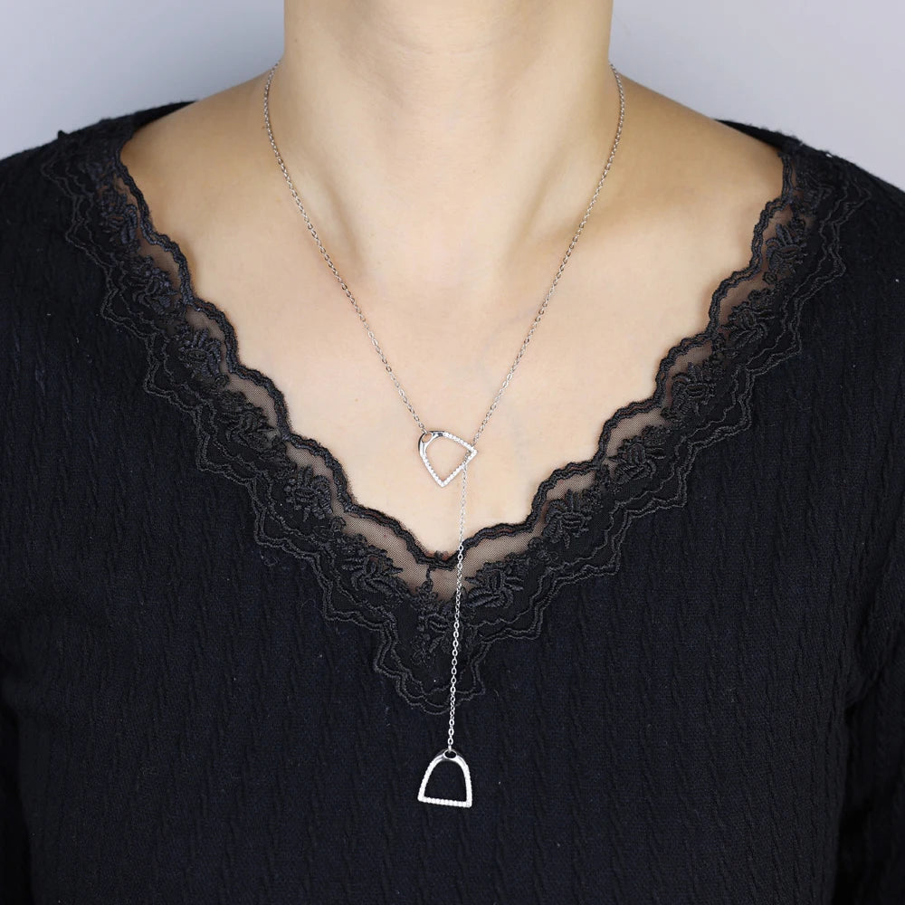 2025 New Double Horse Hoof Pendant Necklace 925 Sterling Silver Necklace Snaffle Bit Horse Shoe Charm Women Fashion Jewelry