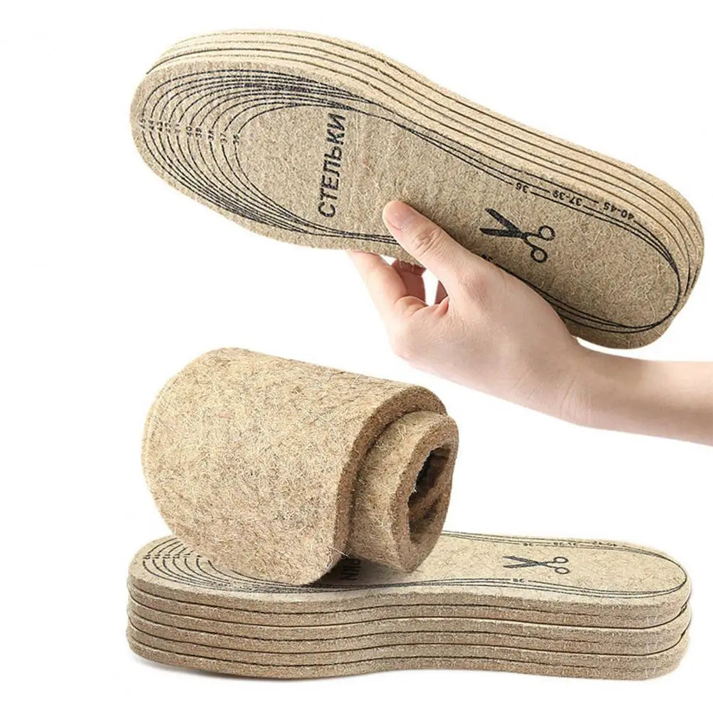 Wool Felt Insoles Winter Warm Boot Shoe Insert Insoles for Men Women Foot Pain Relief Inner Soles for Outdoor Sports