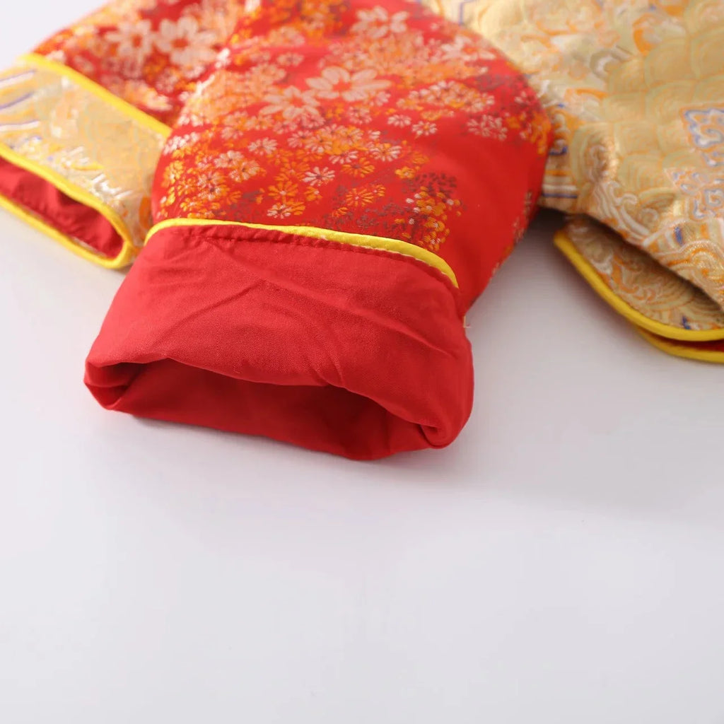 2024NEW Tang Suit Chinese Traditional Costume For Newborn Baby Boys Embroidery Winter Red New Year Birthday Gift Christmas Shoes