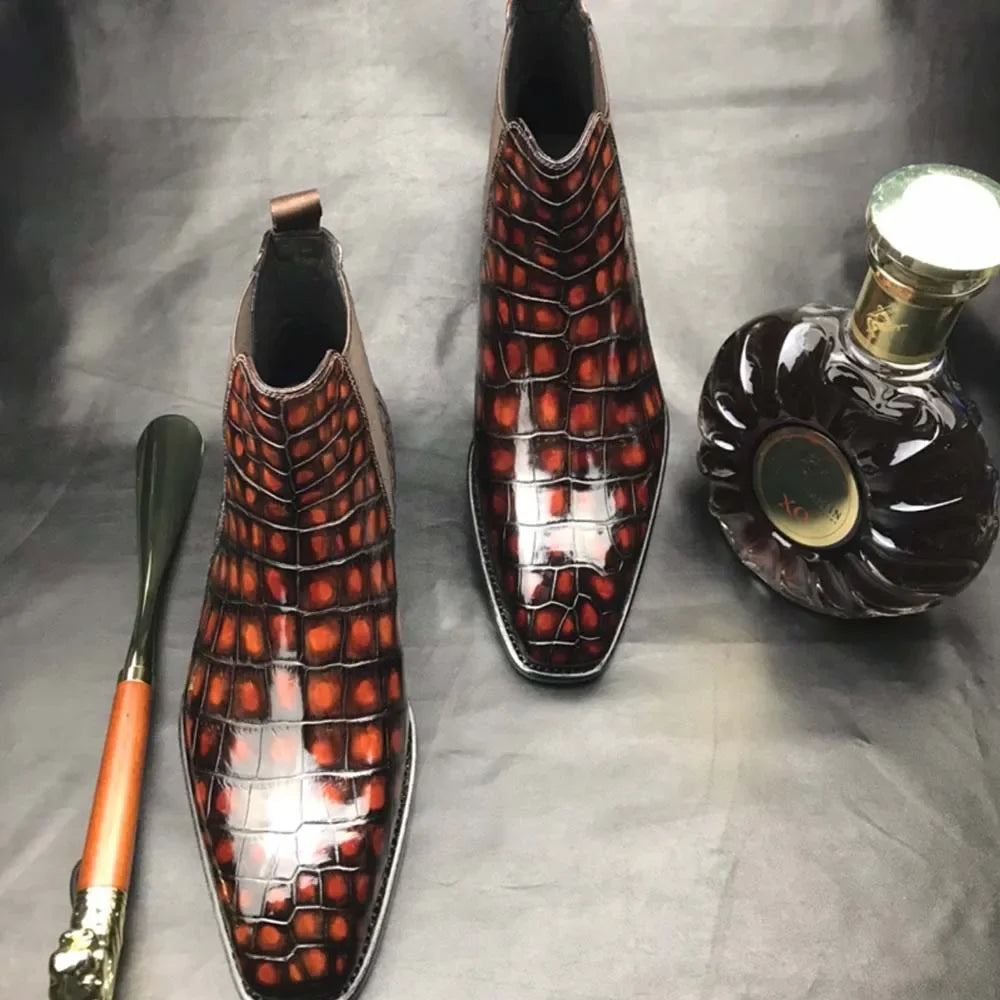 chue new style men boots men crocodile shoes