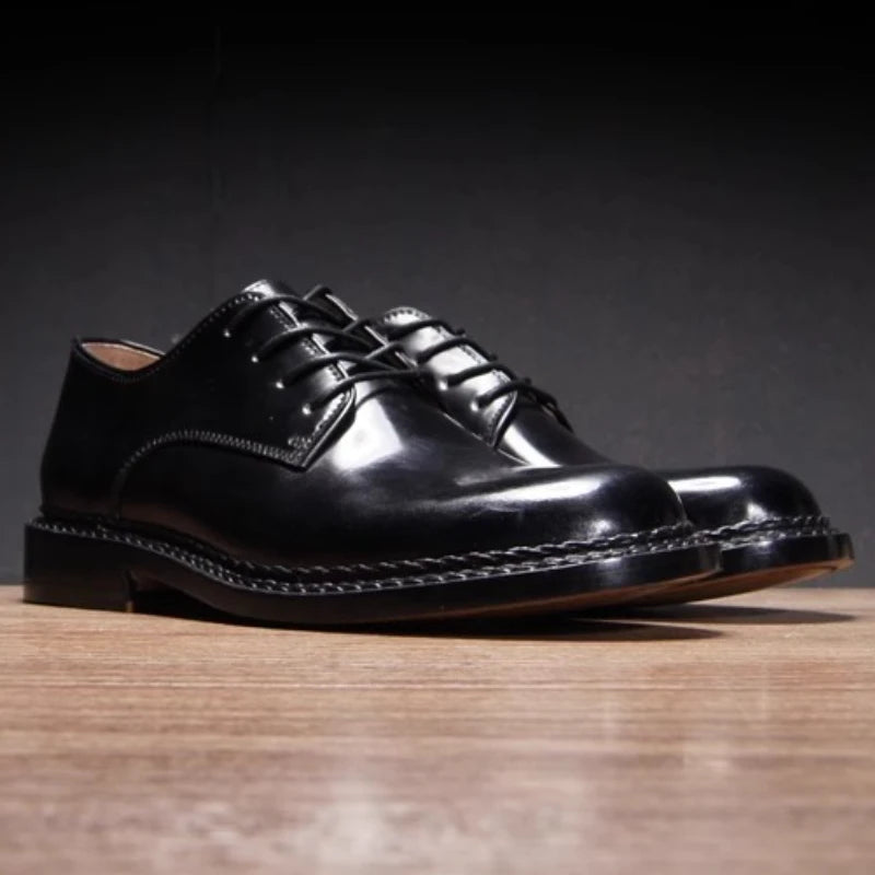 Handmade Derby Shoes for Men's Dress Shoes Horse Hip Leather Norway Sewn Chestnut Leather Bottom Comfortable Breathable Shoe Man