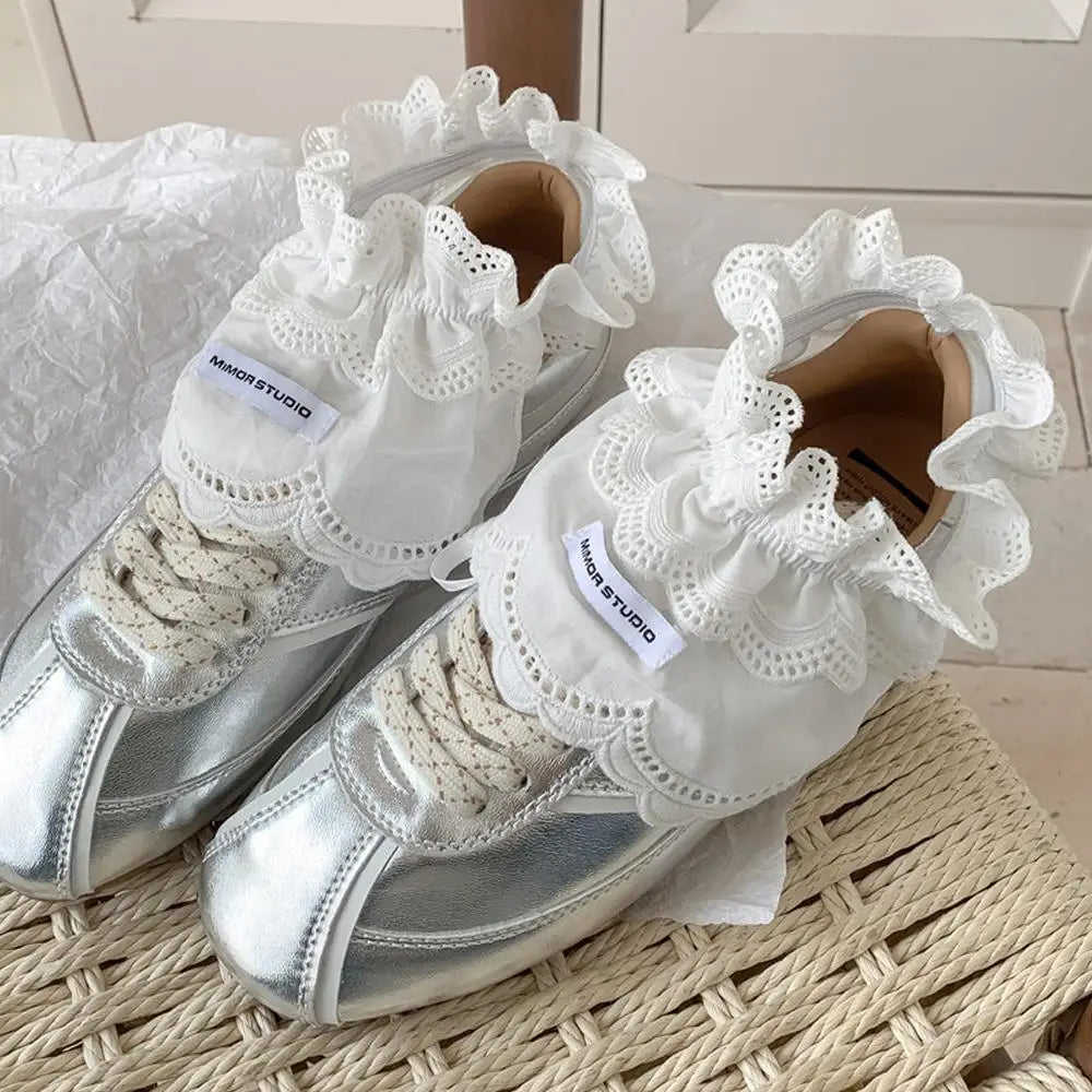 Japanese Lolita Sweet Girl Leg Warmer Y2K Plaid Lace Foot Warmers Ballet Style Over Shoes Socks Heap Sock Boot Cuffs Shoes Cover